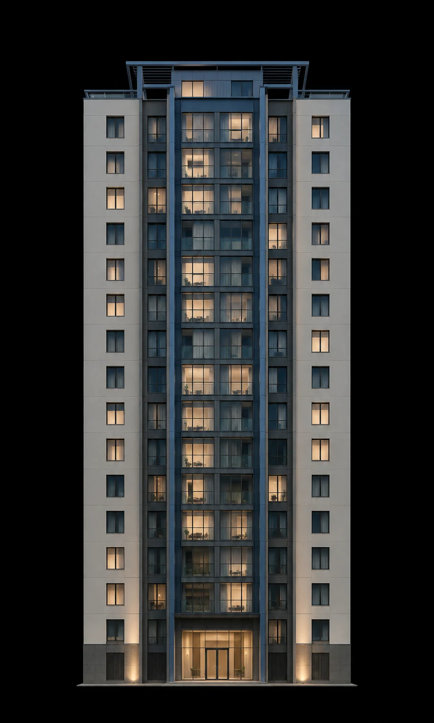 Sixteen-storey elevation of block 03