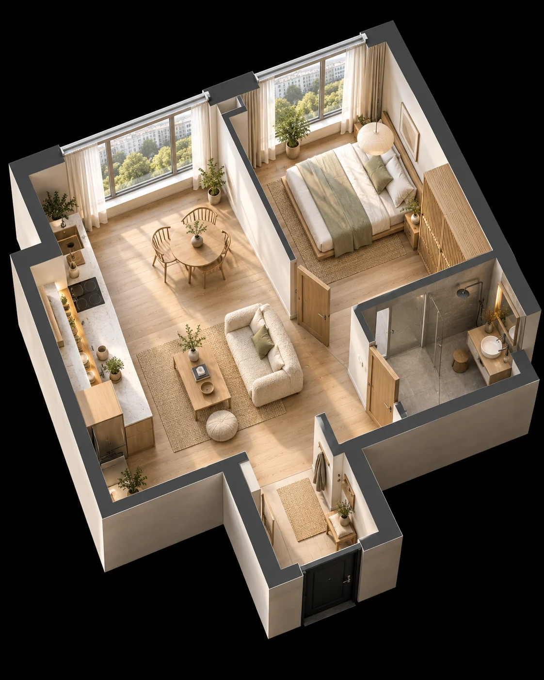 The Two-Room isometric floor plan